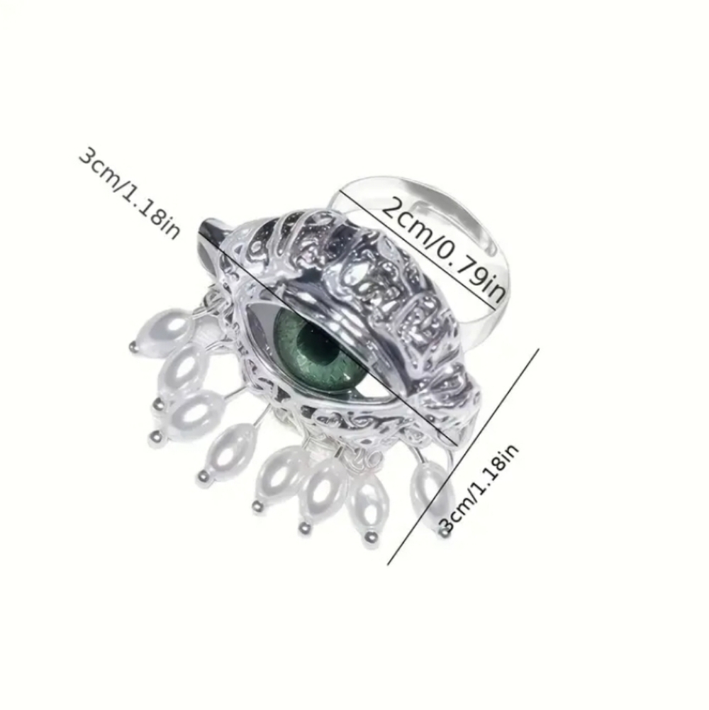 🆕️ Schiaparelli Inspired Style Gold Eye Ring with Pearls NWOT - Picture 12 of 15
